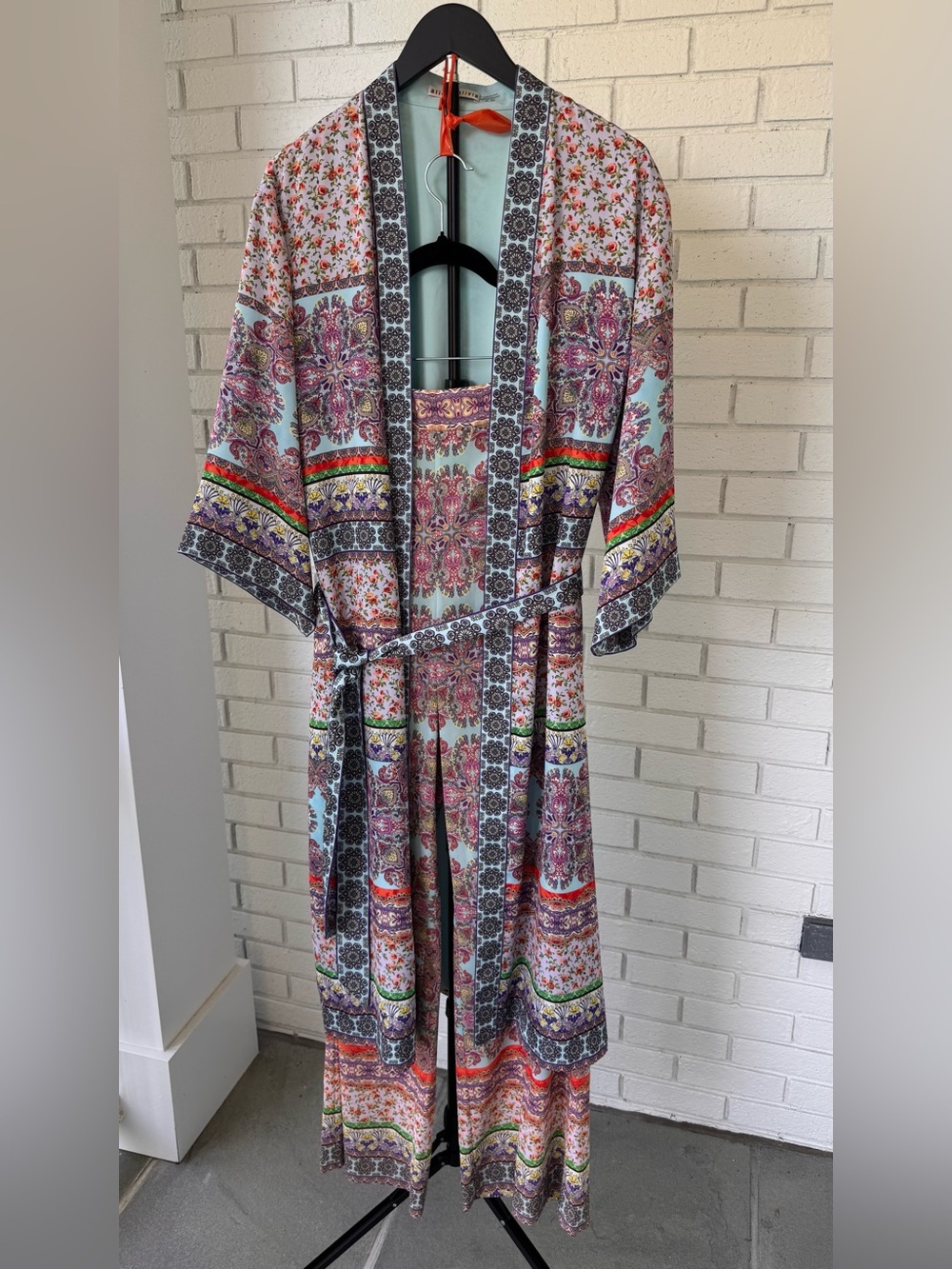 ALICE & OLIVIA- Stunning Flora Boho  Print Long Kimono & Pant Set - Picture 7 of 16